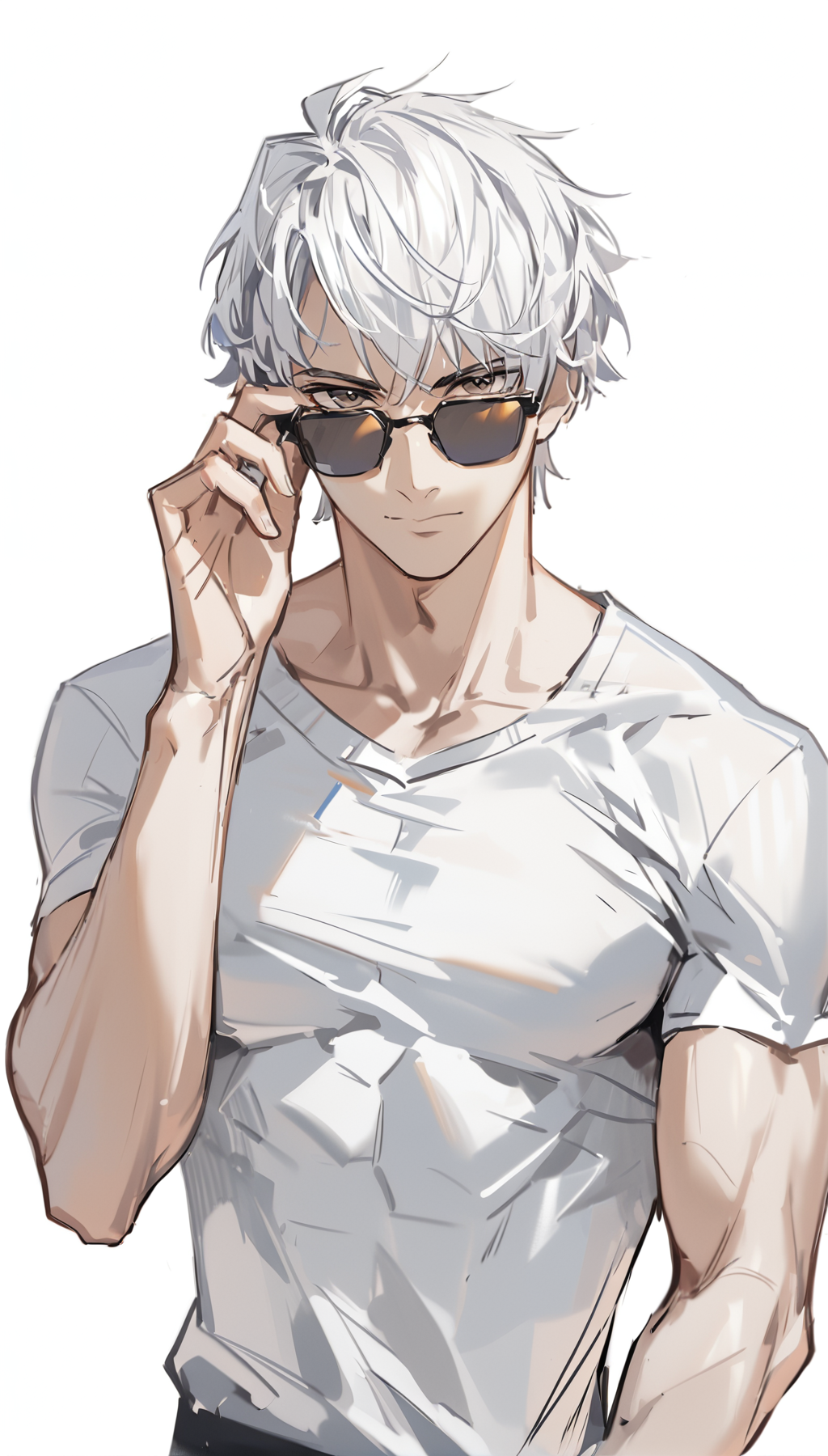 07647-201676394-oil painting, 1boy, adjusting eyewear, bangs, white background, white hair, white shirt, closed mouth, hand up, looking at viewe.png